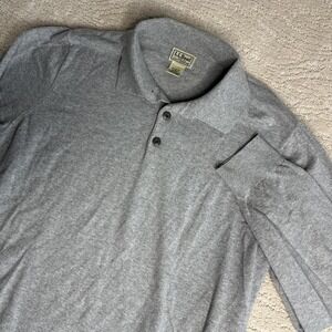 Men's‎ L.L. Bean XLT Grey Long Sleeve Henley Cashmere Blend Sweater